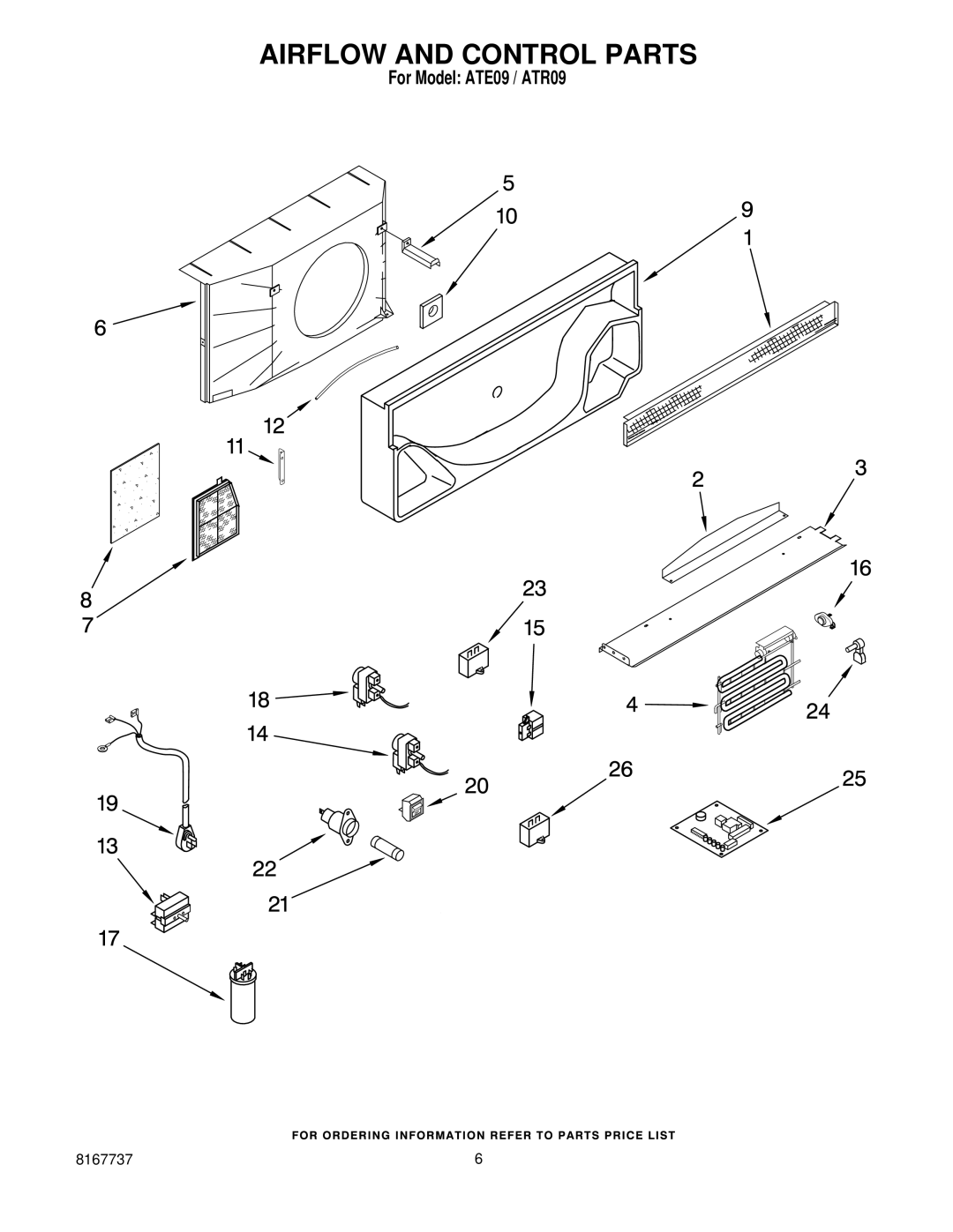 Whirlpool ATR0953CPP0, ATR0952RPP0, ATR0953SPP0, ATR0955BPP0, ATR0955SPP0, ATR0952SPP0, ATR0945CPP0 Airflow and Control Parts 