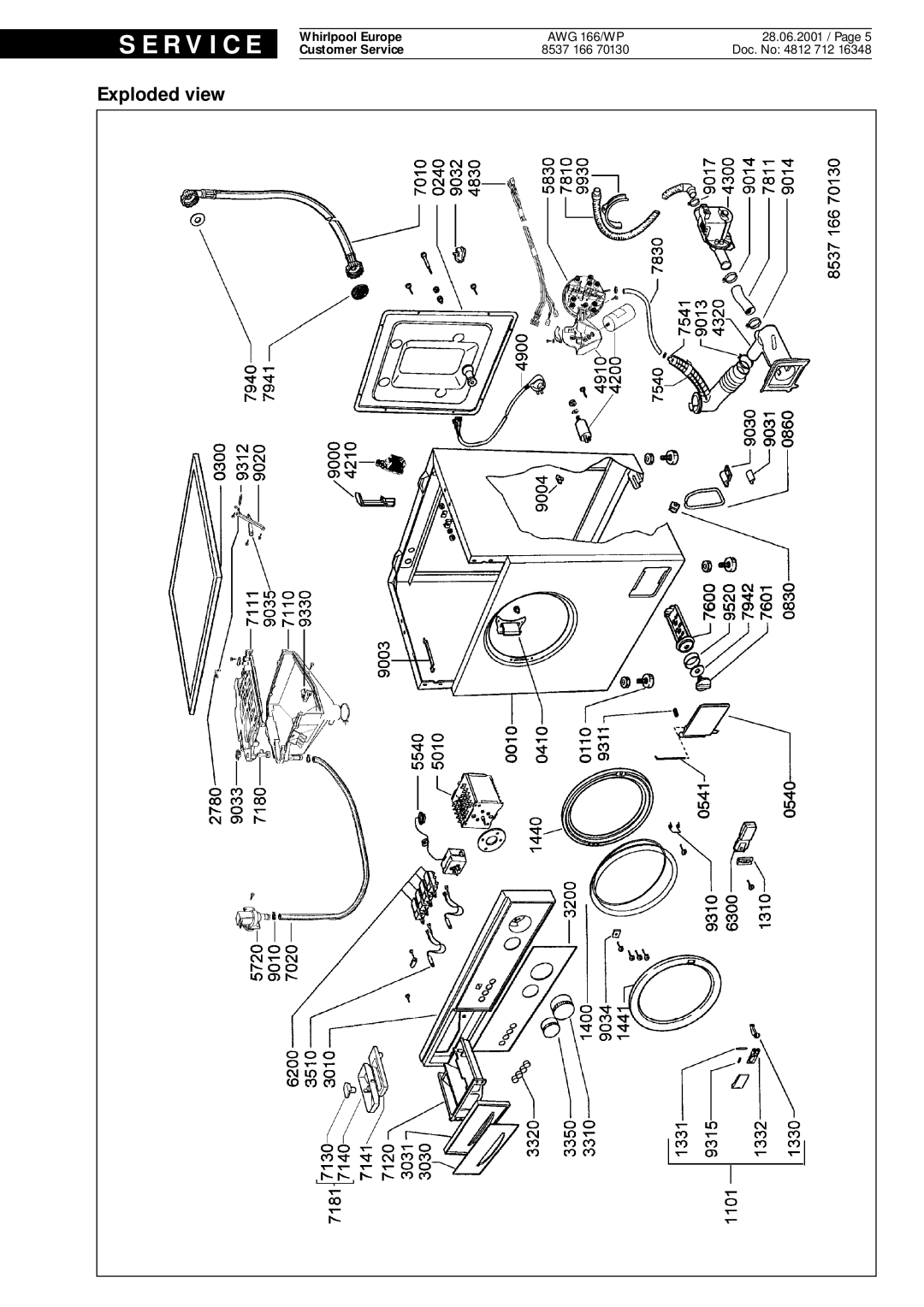 Whirlpool AWG 166 wp service manual Exploded view 