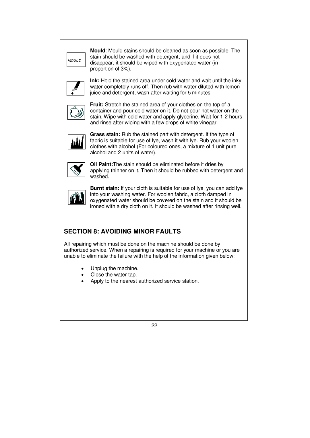 Whirlpool AWG 3102C/ AWG 5102C/ AWG 5122C user manual Avoiding Minor Faults 