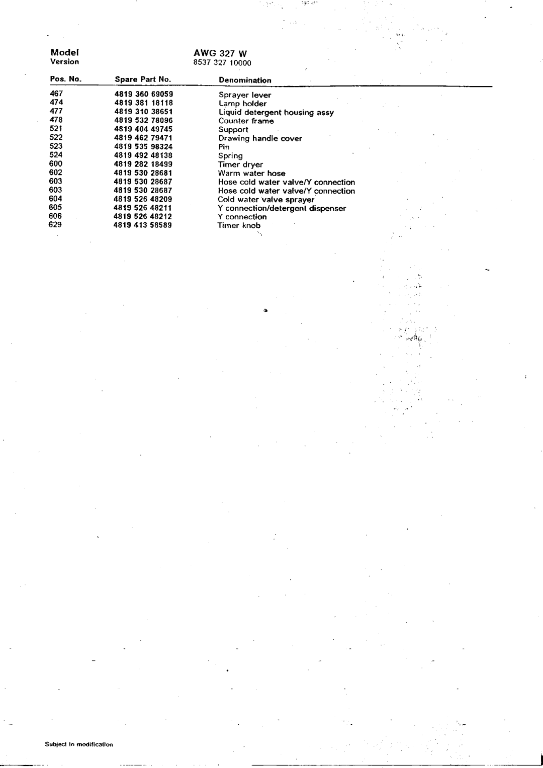 Whirlpool AWG 327 W service manual 478 4819 532 Counter 