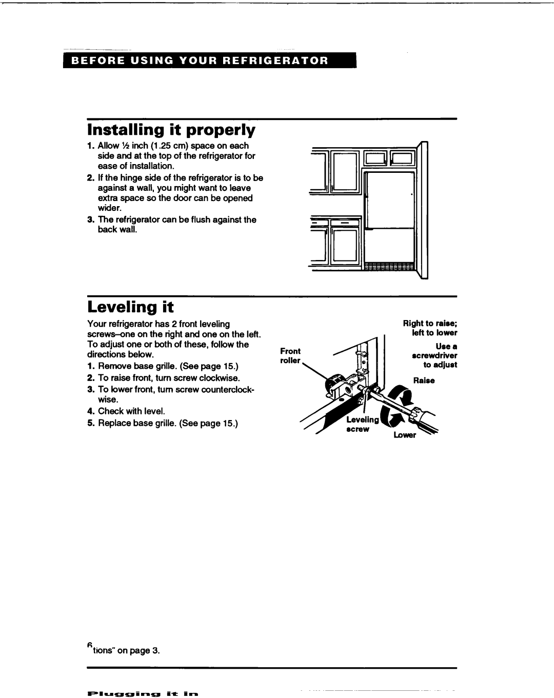 Whirlpool B2lDK important safety instructions Installing it properly, Leveling it 