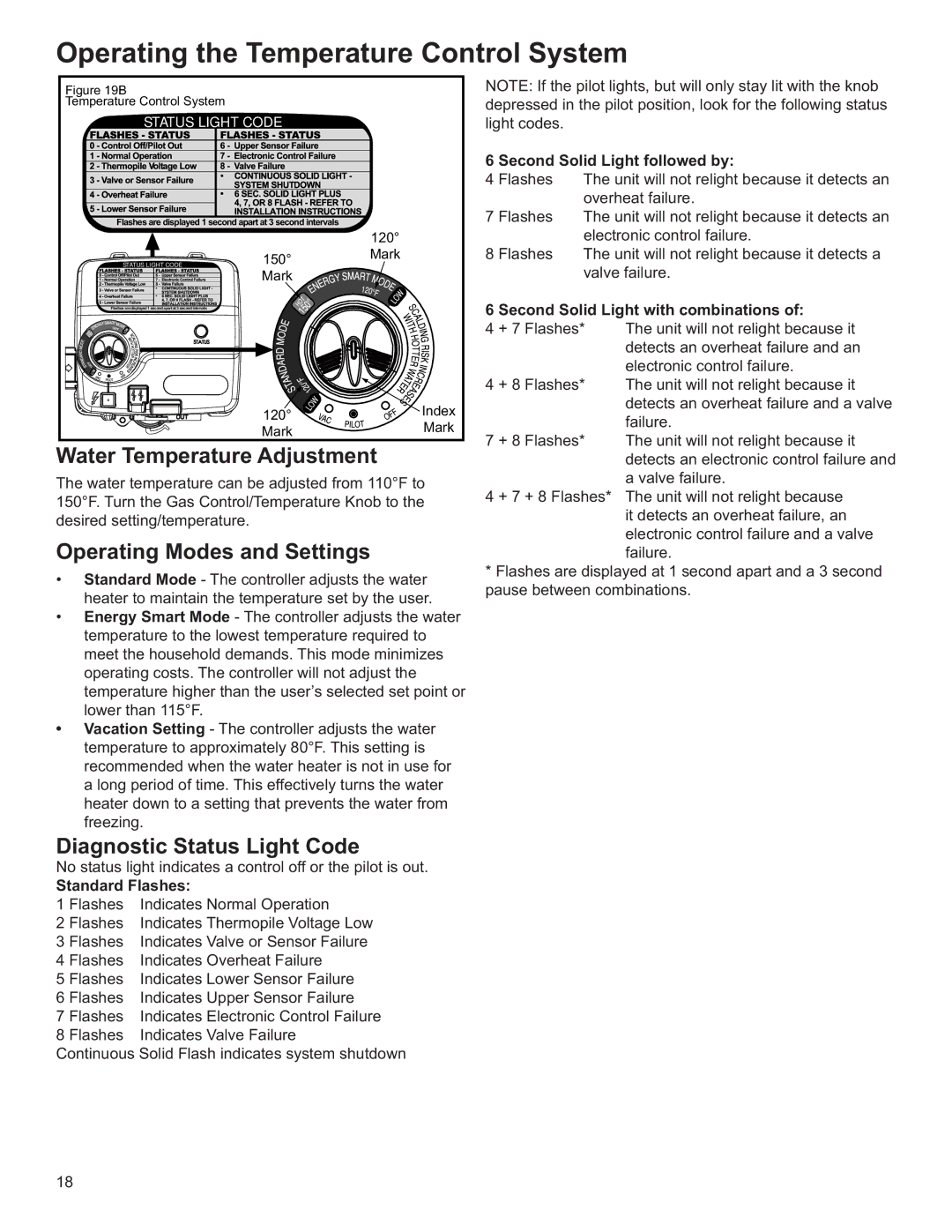 Whirlpool 89263 Operating the Temperature Control System, Water Temperature Adjustment, Operating Modes and Settings 