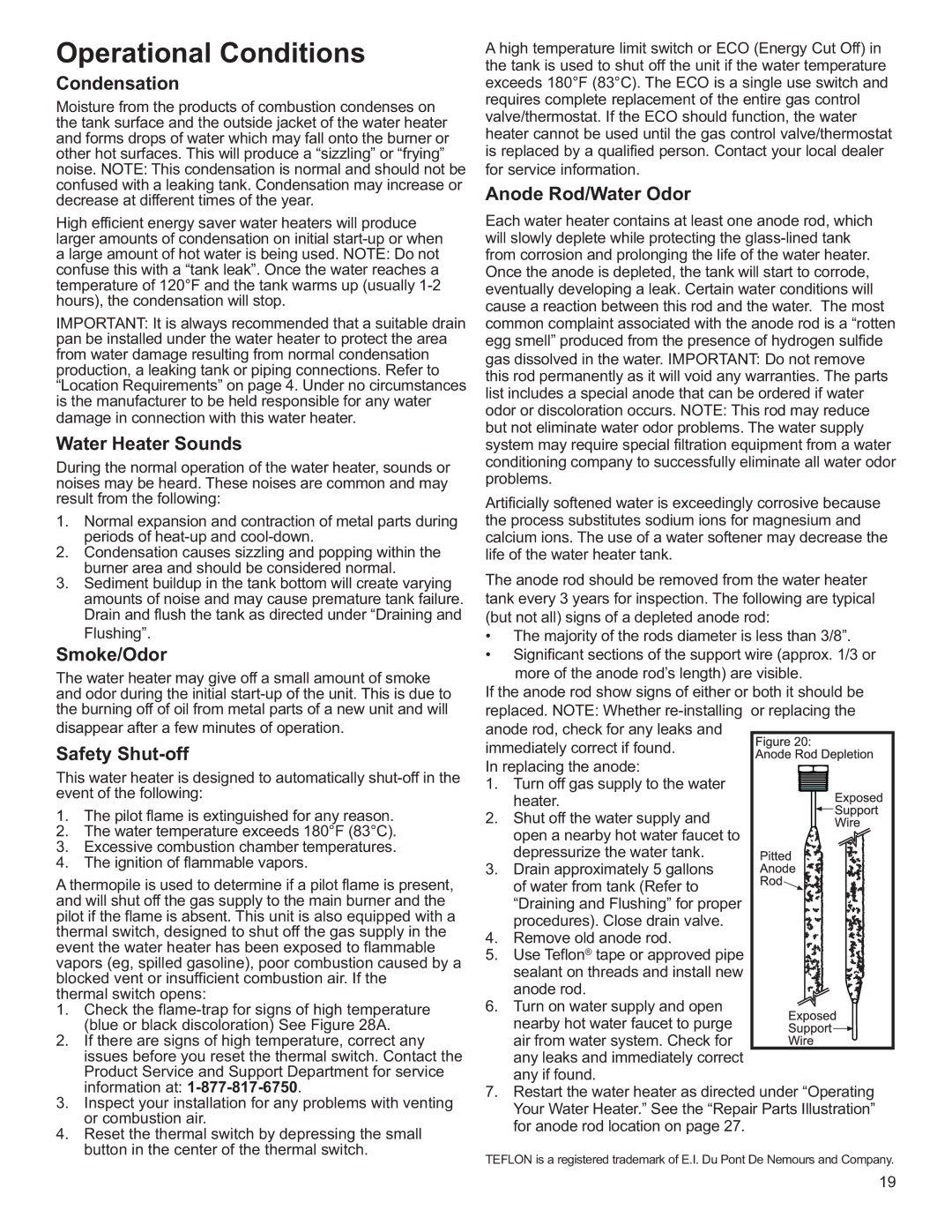 Whirlpool SG1J4040T3NOV 5K, BFG1J5040T3NOV 5K, 6510374, W10100870, 89263 installation instructions Operational Conditions 