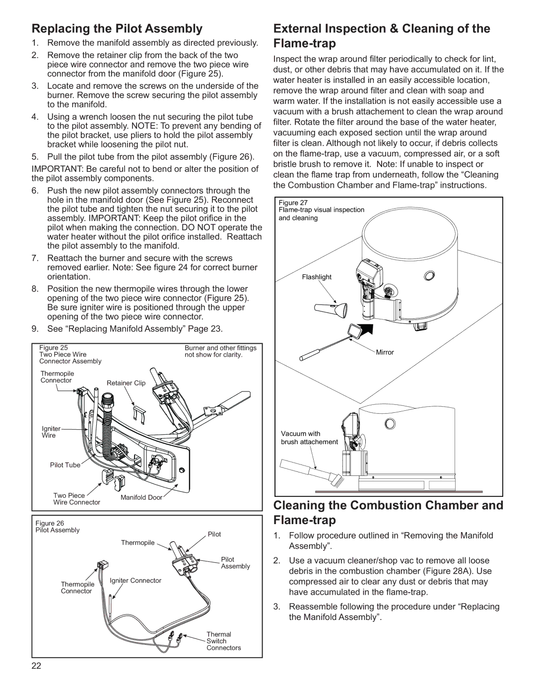 Whirlpool W10100870, BFG1J5040T3NOV 5K Replacing the Pilot Assembly, External Inspection & Cleaning of the Flame-trap 