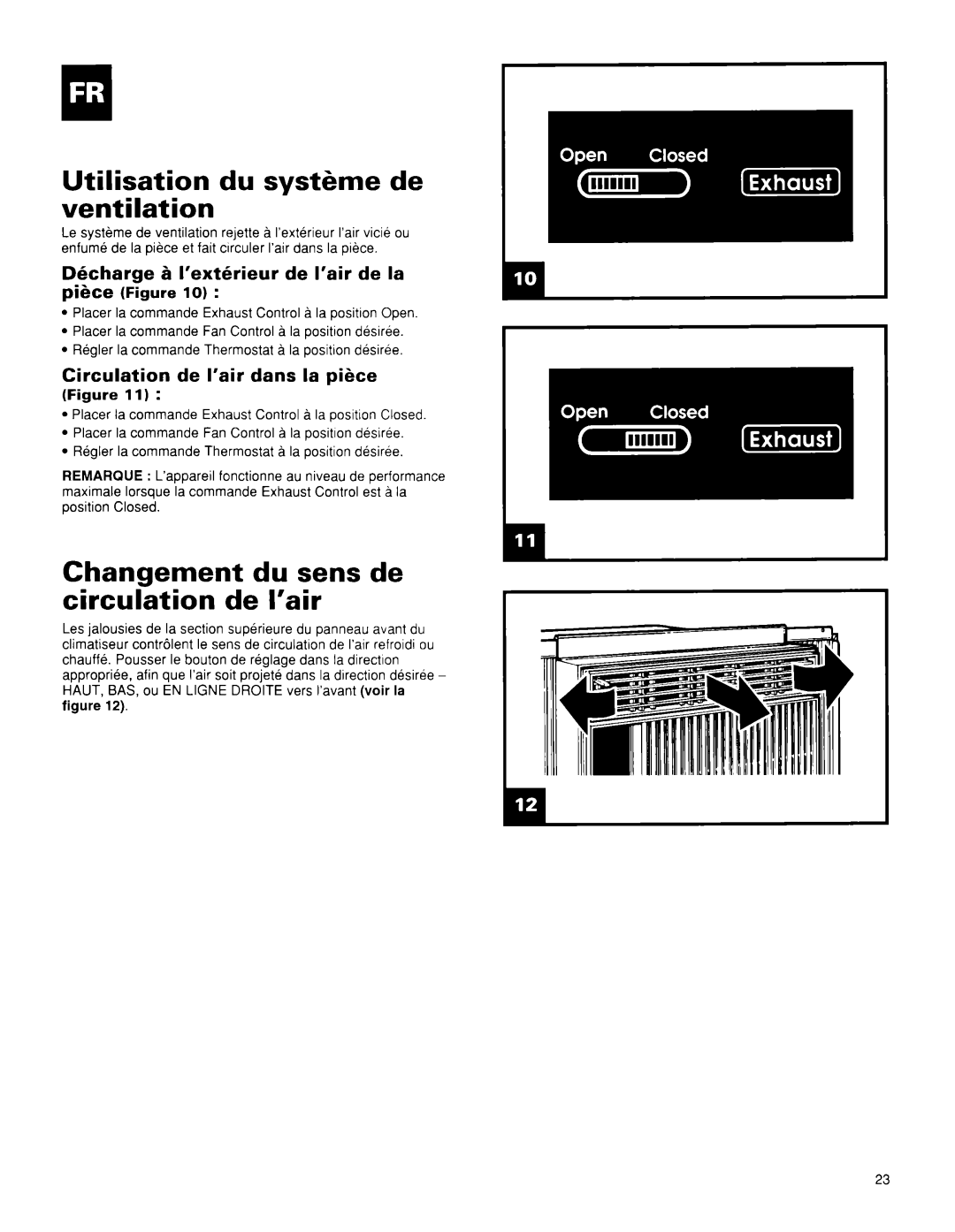 Whirlpool BHAC0600BS0 manual Utilisation du syst&me de ventilation, Changement du sens de circulation de I’air 
