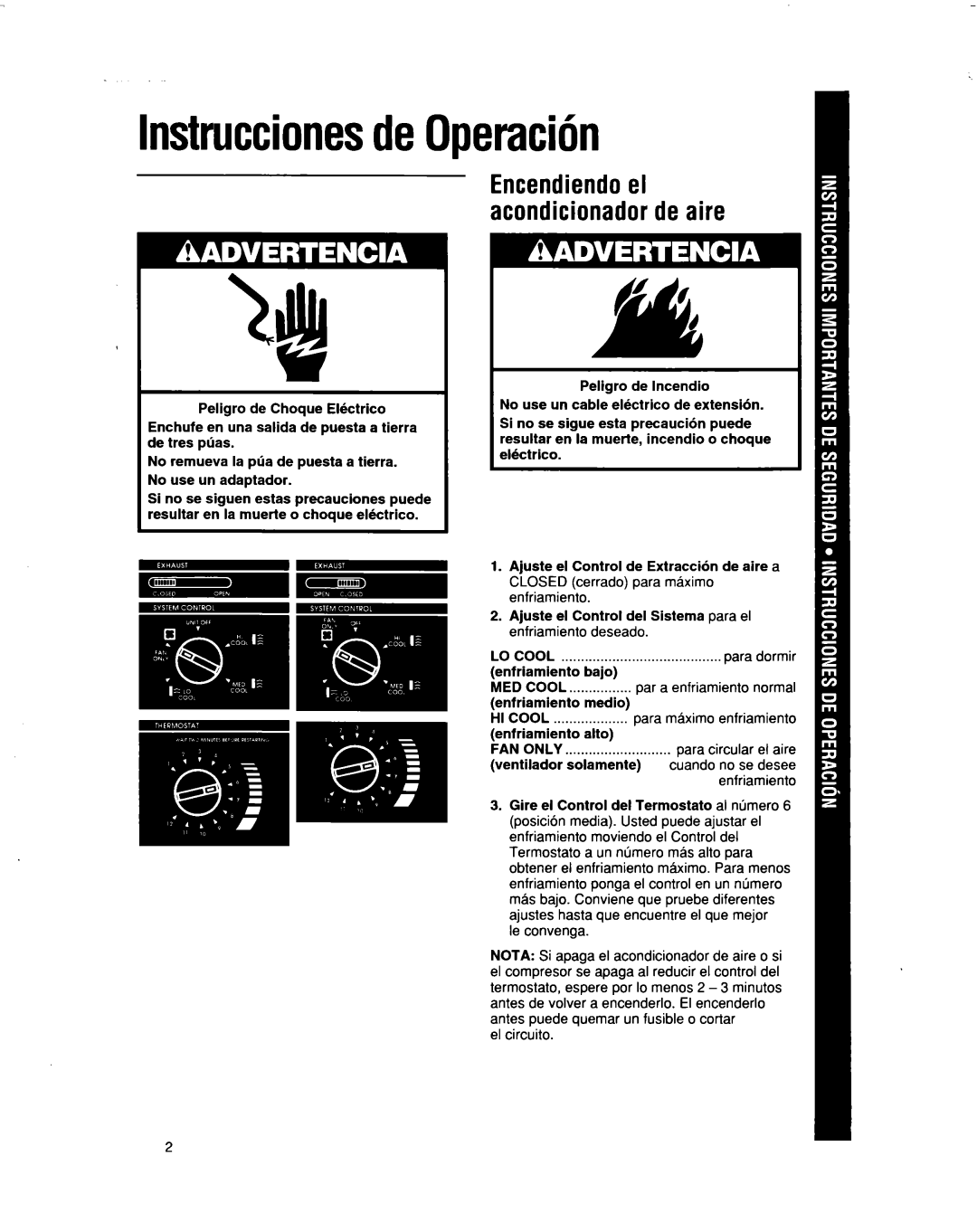 Whirlpool BHAC1000XS0 manual InstruccionesdeOperacMn, Encendiendoel acondicionadorde aire 