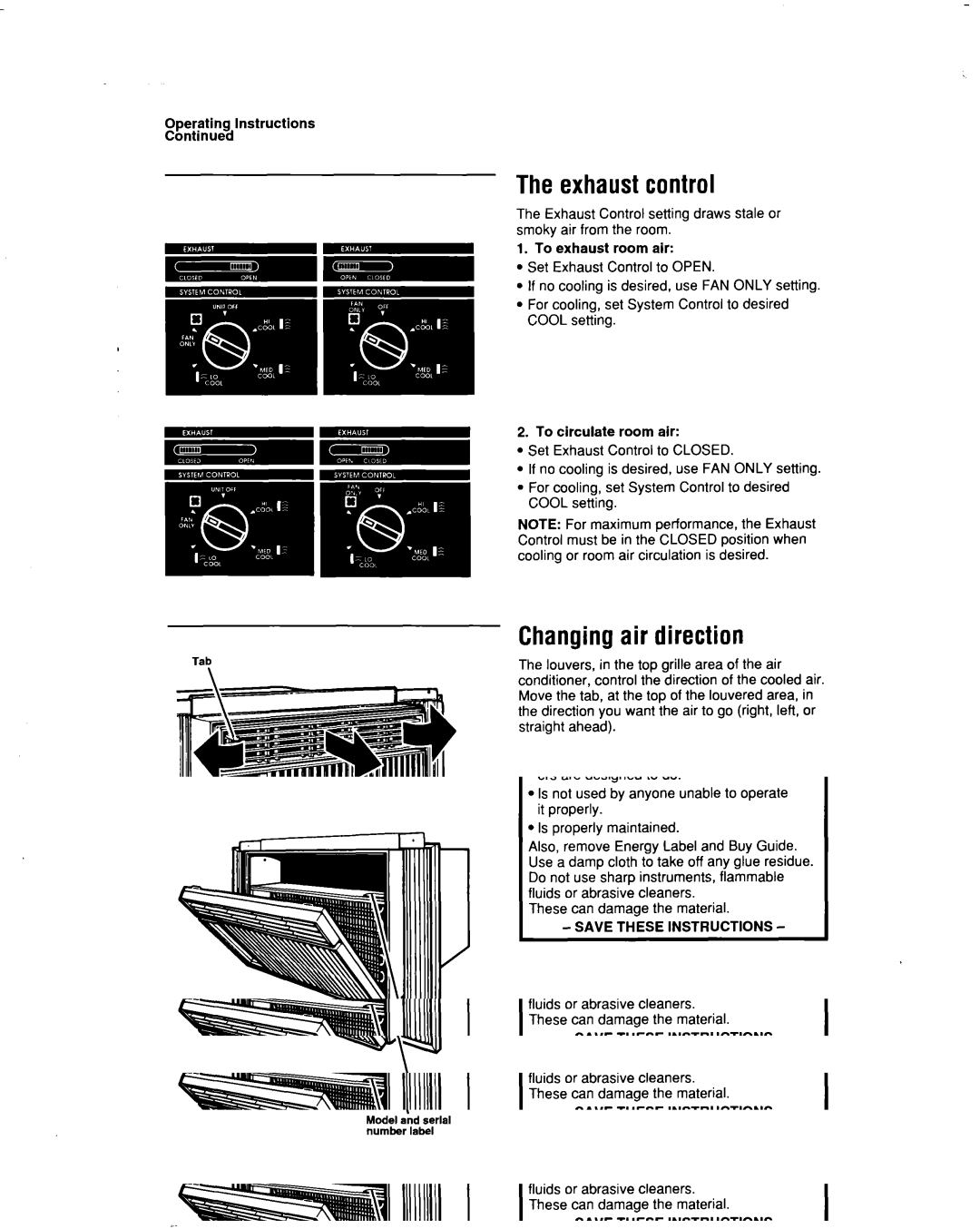 Whirlpool BHAC1000XS0 manual Theexhaustcontrol, Changingair direction 