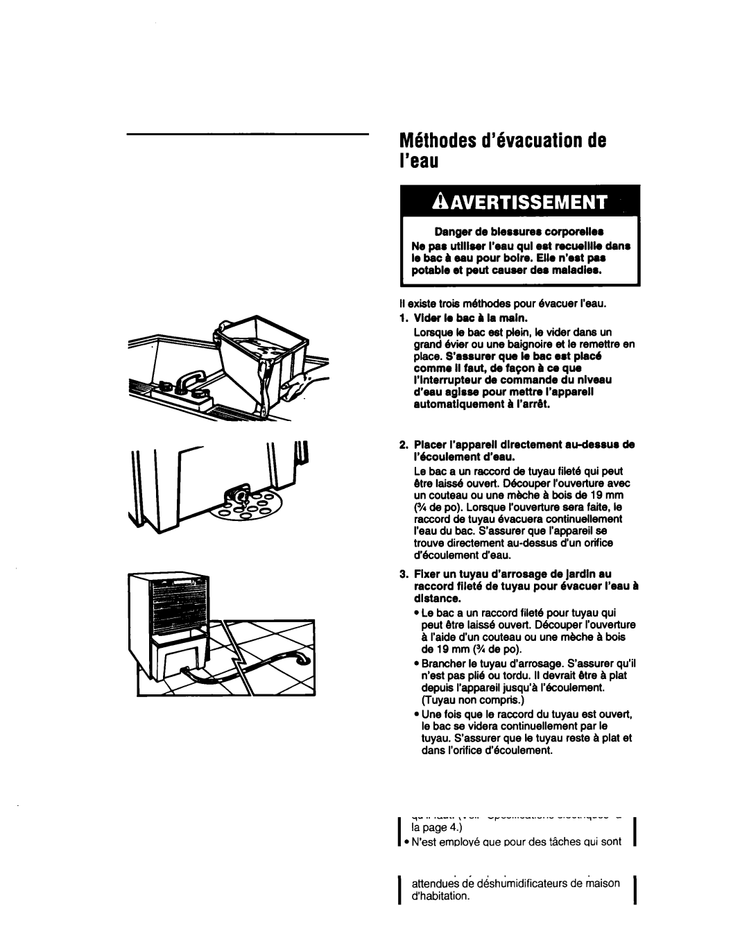 Whirlpool BHDH2500FS0 manual M6thodesd’Qvacuationde I’eau 