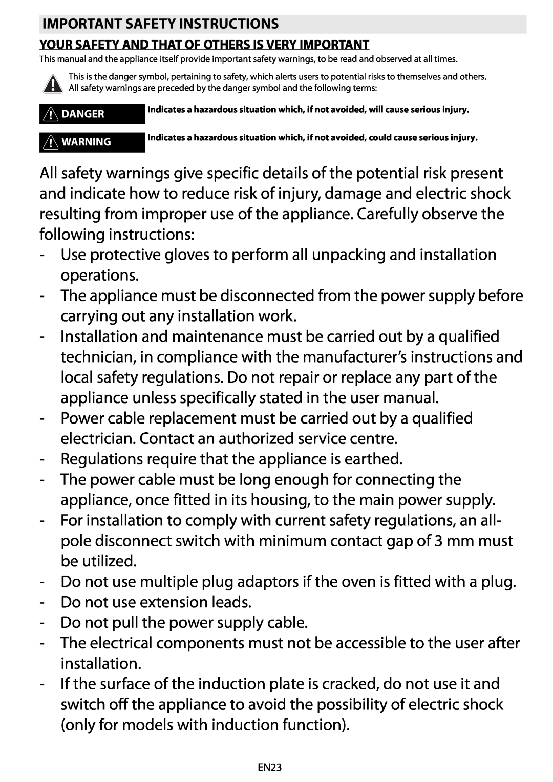 Whirlpool BMVE 8200 manuel dutilisation Regulations require that the appliance is earthed 