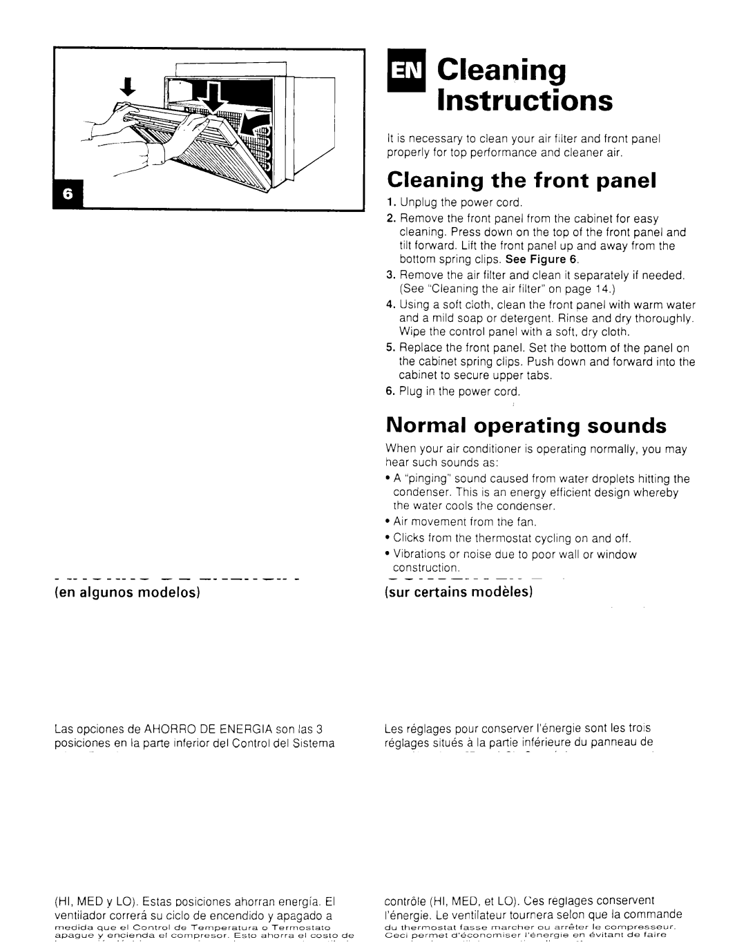 Whirlpool CA8WR42 manual CleaningInstructions, Cleaning the front panel, Normal operating sounds 