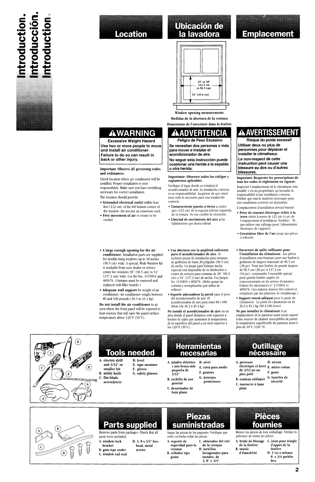 Whirlpool CA8WR42 manual Thelocationshouldprovide 