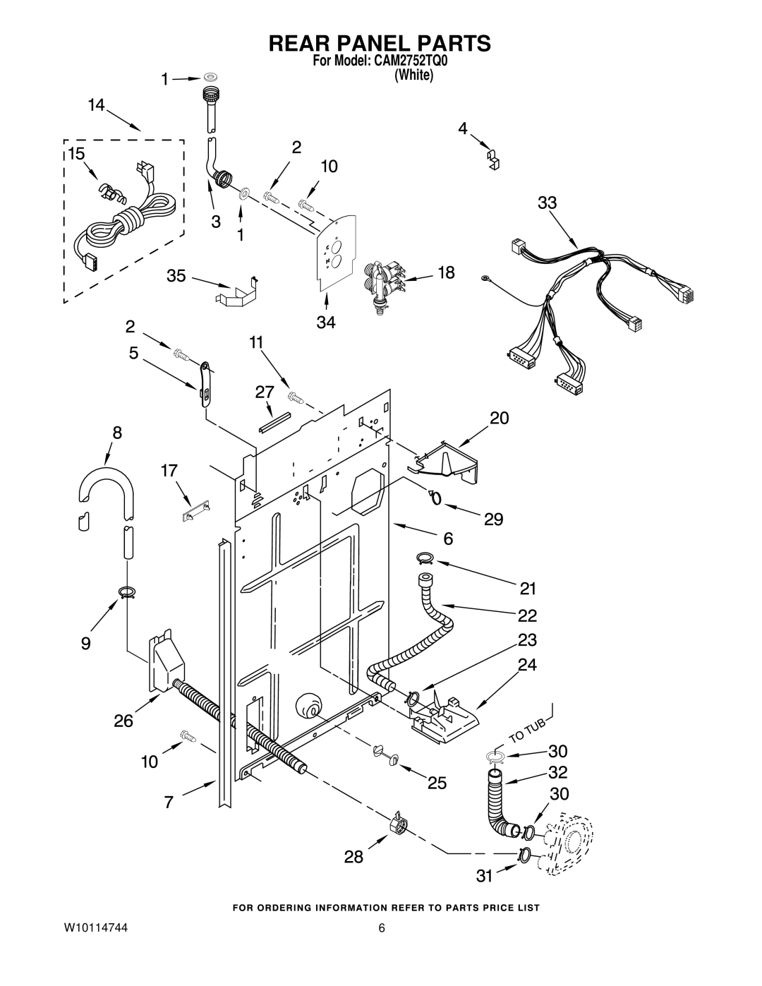 Whirlpool CAM2752TQ0 manual Rear Panel Parts 