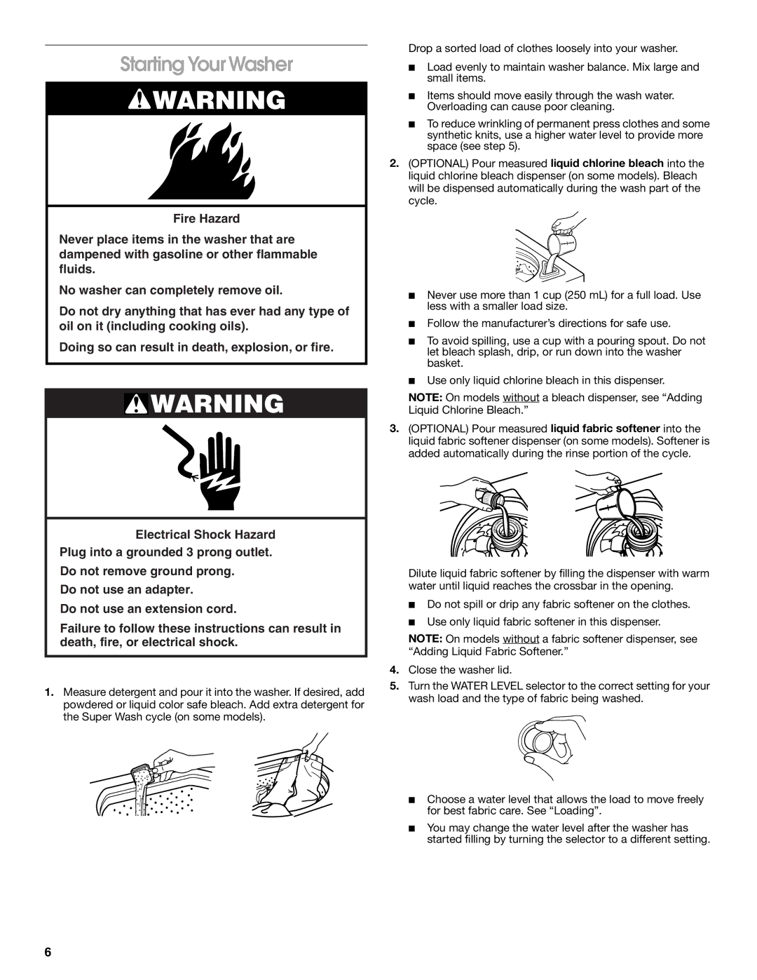 Whirlpool CAWX629JQ1 manual Starting Your Washer 