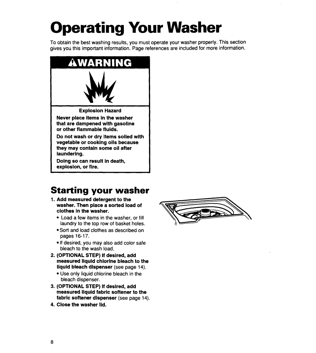 Whirlpool CCW5264EW0 warranty Operating Your Washer, Starting your washer 