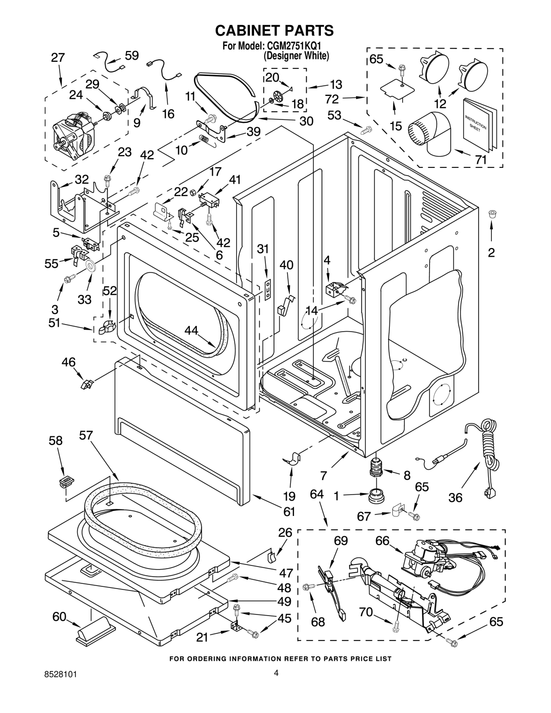 Whirlpool CGM2751KQ1 manual Cabinet Parts 