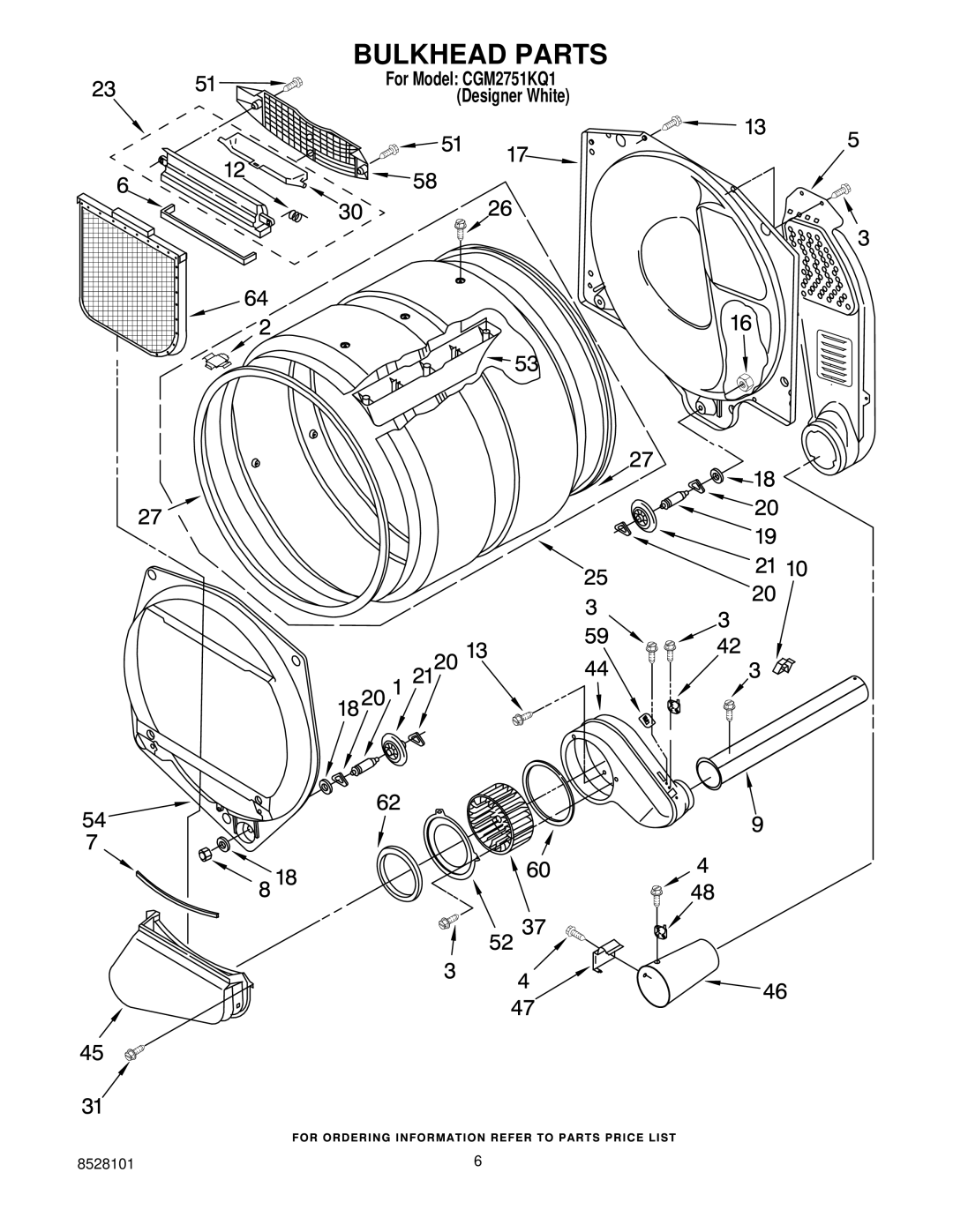 Whirlpool CGM2751KQ1 manual Bulkhead Parts 