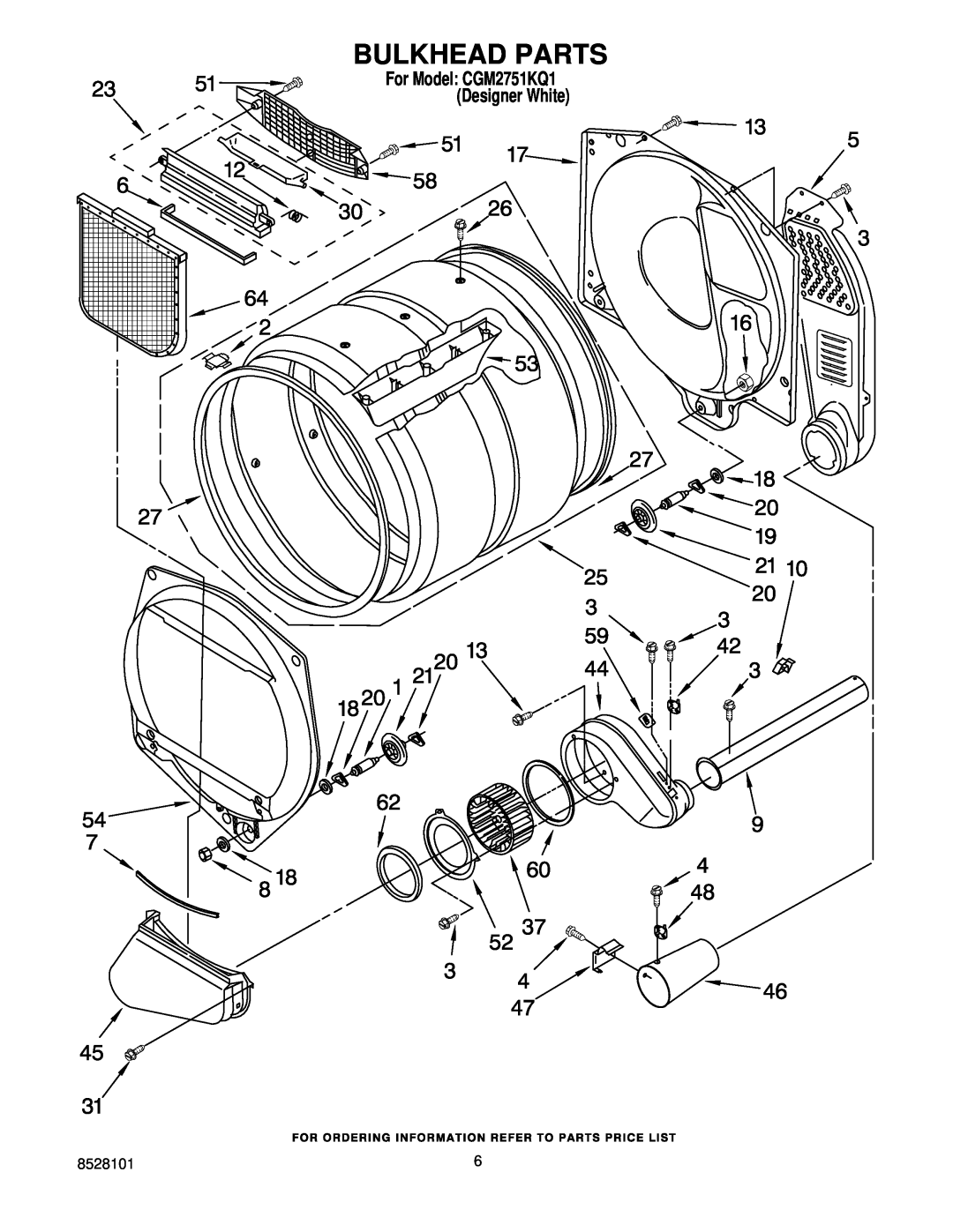 Whirlpool manual Bulkhead Parts, For Model CGM2751KQ1 Designer White 
