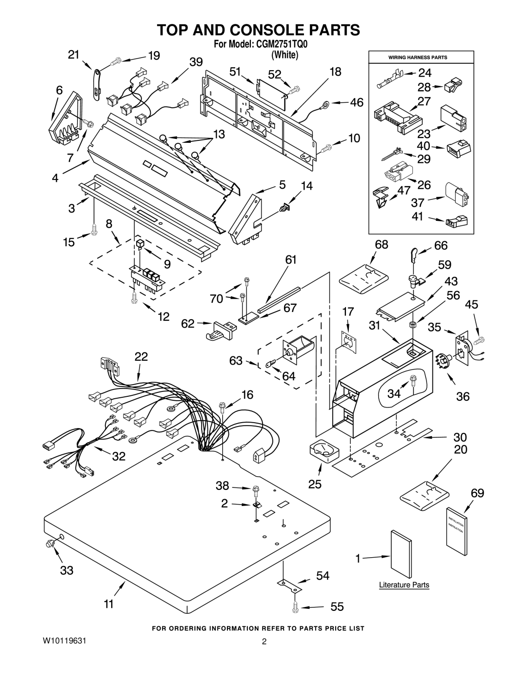 Whirlpool CGM2751TQ0 manual TOP and Console Parts 