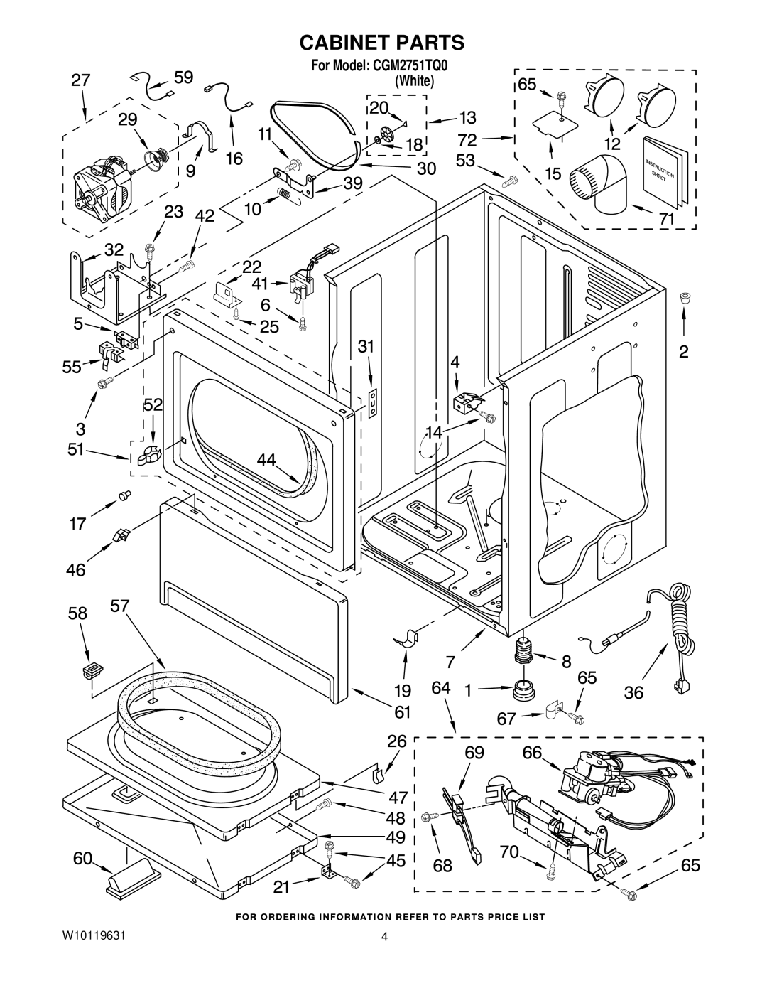 Whirlpool CGM2751TQ0 manual Cabinet Parts 