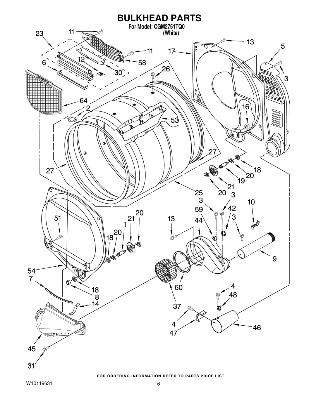 Whirlpool CGM2751TQ0 manual Bulkhead Parts 