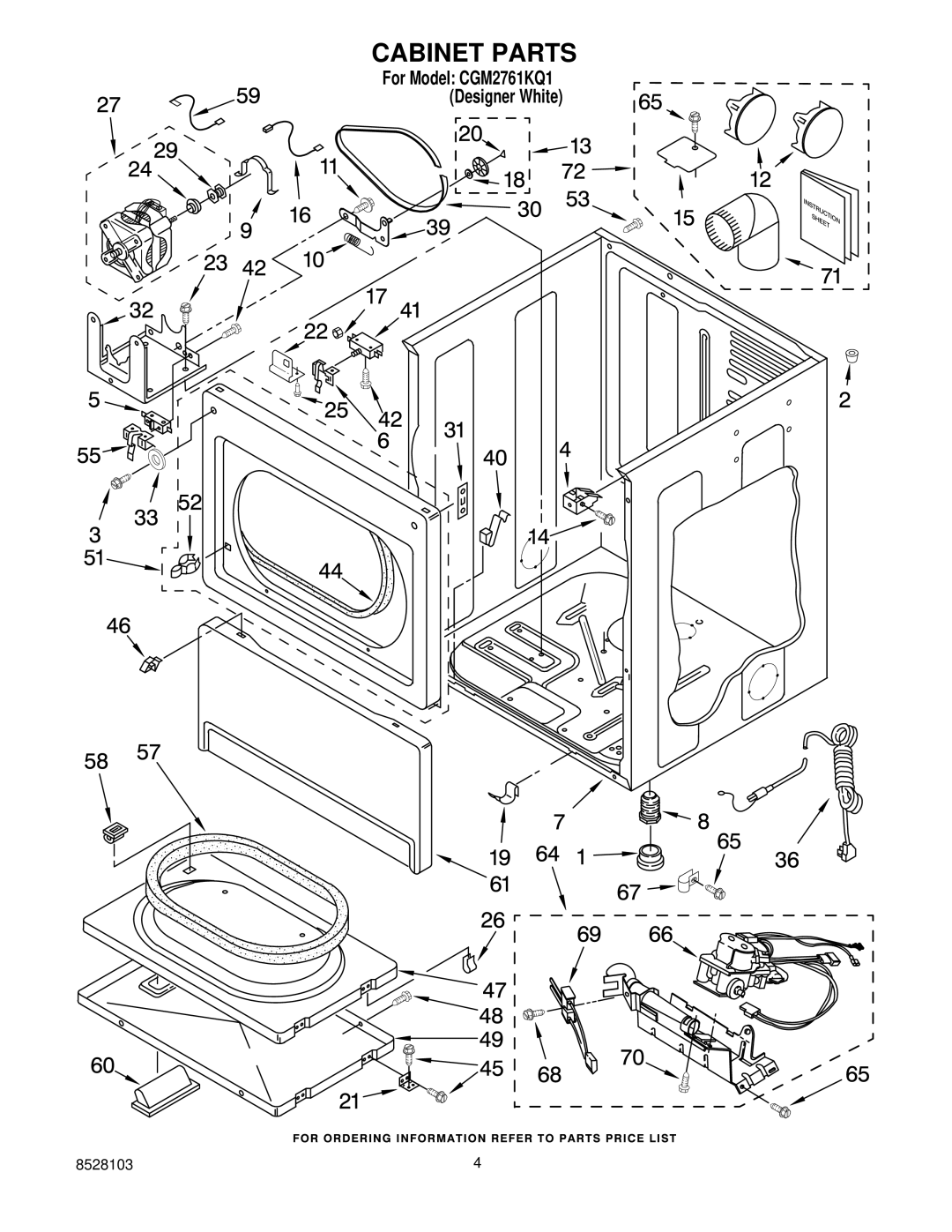 Whirlpool CGM2761KQ1 manual Cabinet Parts 