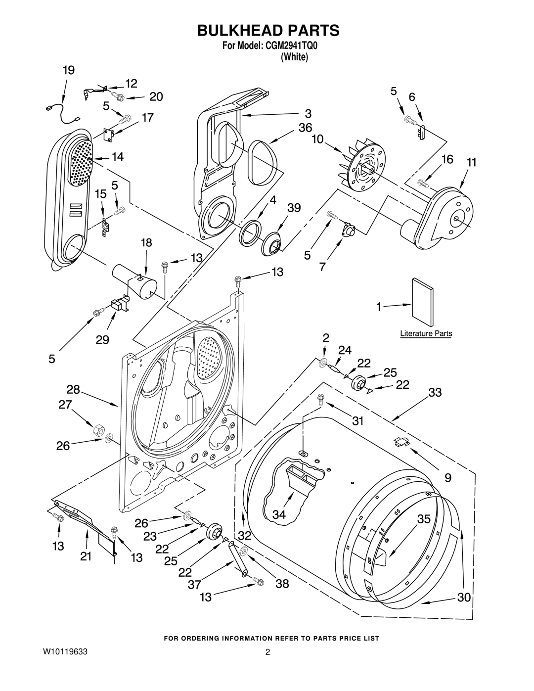 Whirlpool CGM2941TQ0 manual Bulkhead Parts 