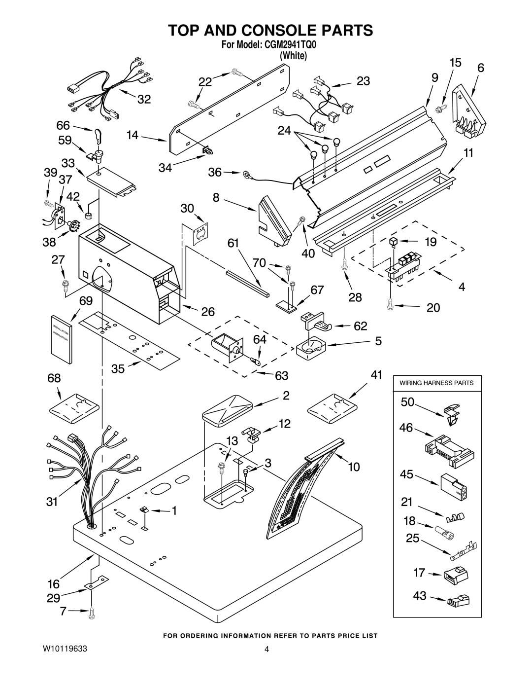 Whirlpool CGM2941TQ0 manual TOP and Console Parts 