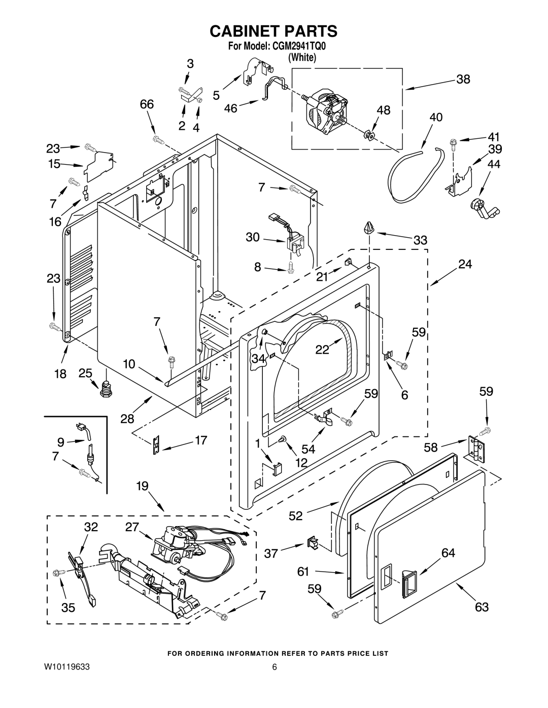 Whirlpool CGM2941TQ0 manual Cabinet Parts 