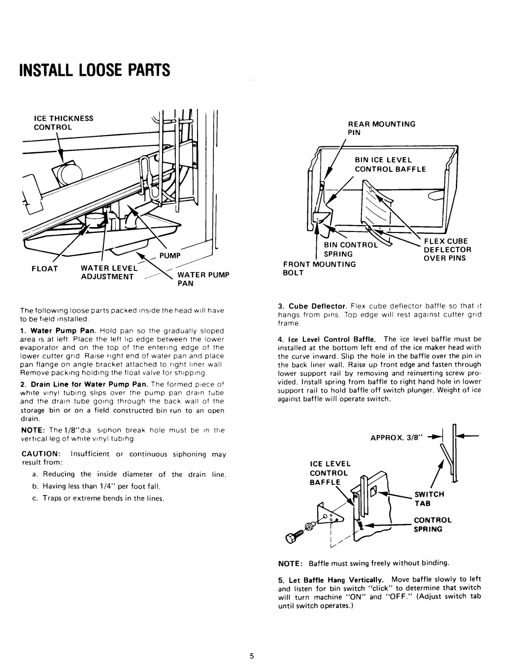 Whirlpool CHCH8WS Installlooseparts, ICE Thickness Rear Mounting PIN Deflector Float Water Level, Spring, Over Pins 