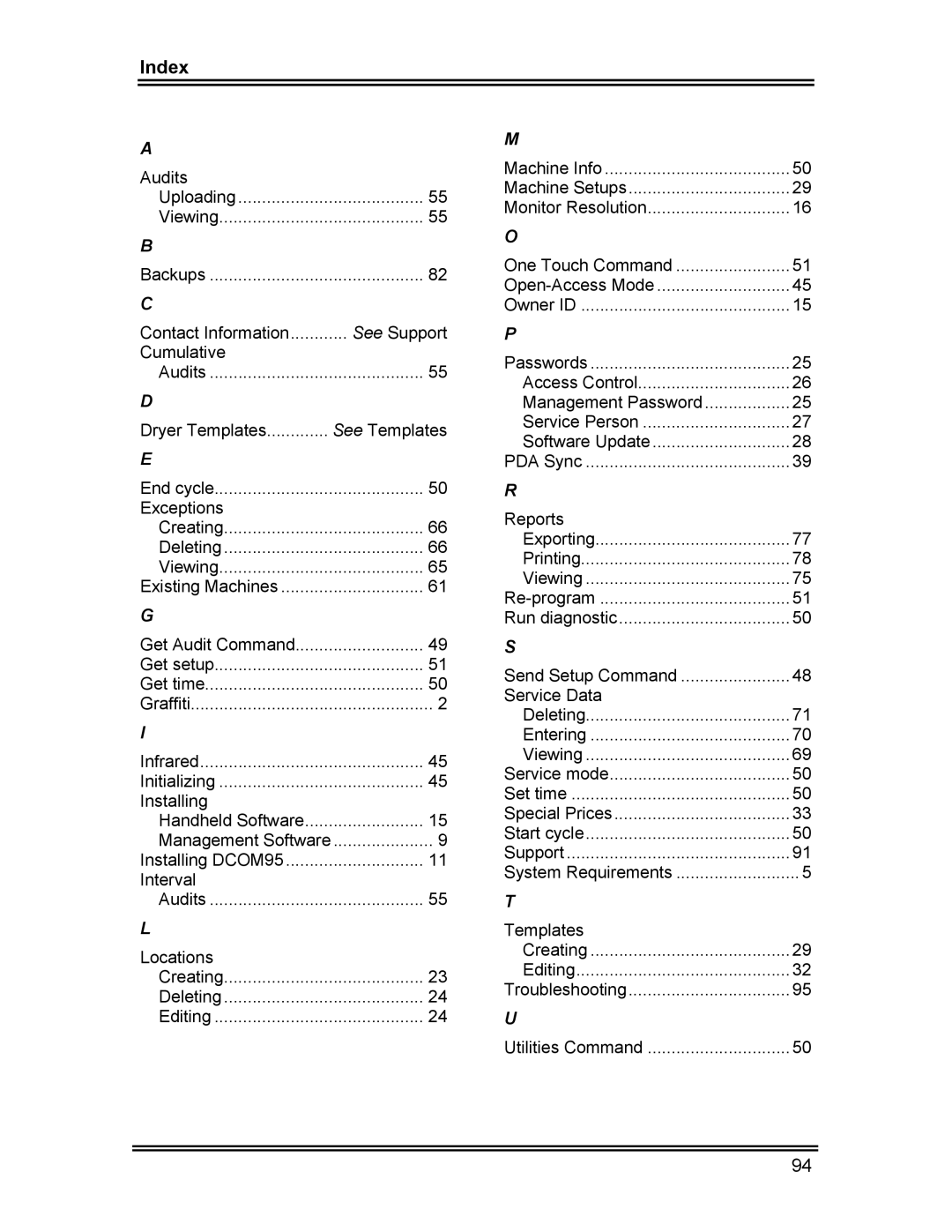 Whirlpool CL-8 user manual Index, Exceptions 