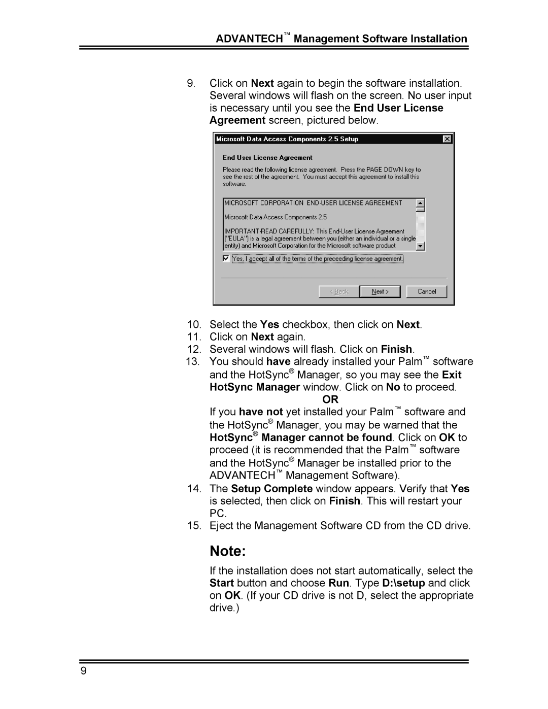 Whirlpool CL-8 user manual Advantech Management Software Installation 