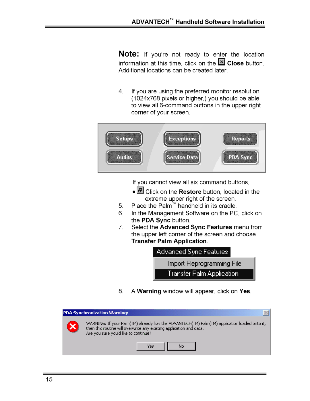 Whirlpool CL-8 user manual Advantech Handheld Software Installation 