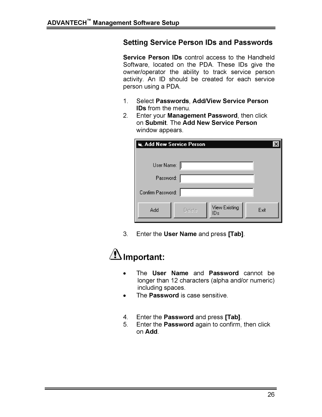 Whirlpool CL-8 user manual Setting Service Person IDs and Passwords 