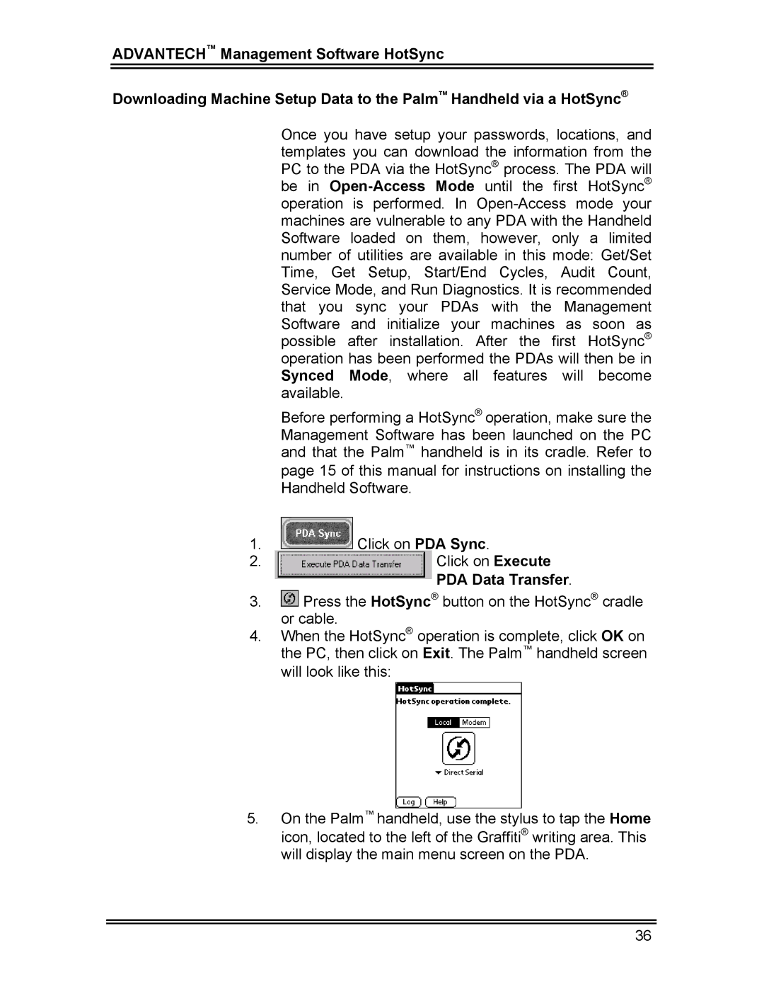 Whirlpool CL-8 user manual Click on Execute PDA Data Transfer 