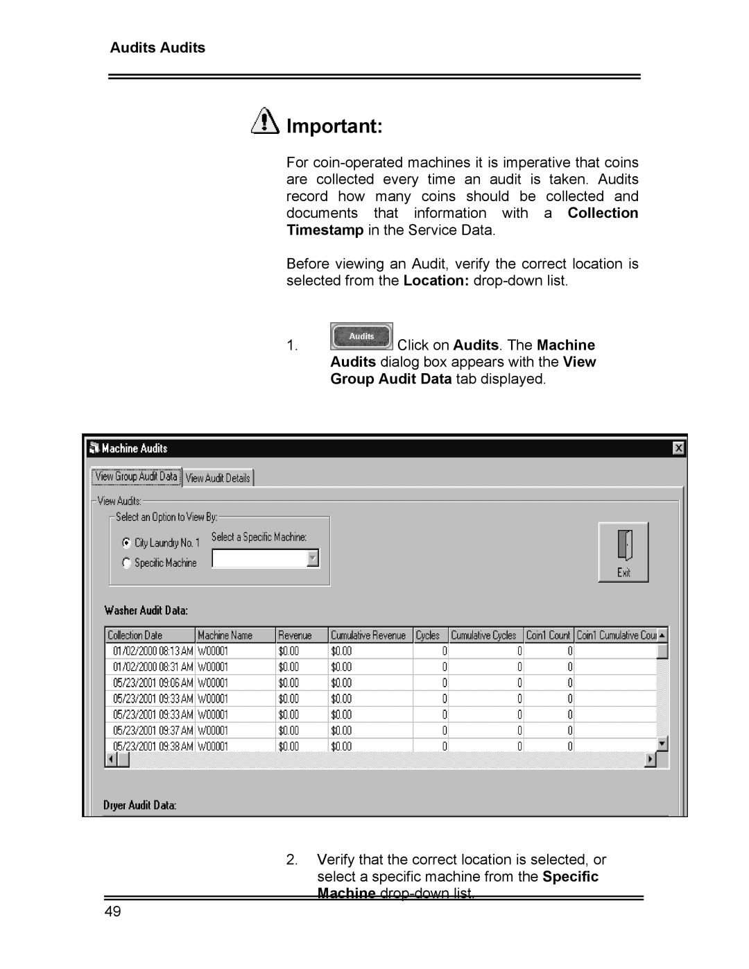 Whirlpool CL-8 user manual Audits Audits 