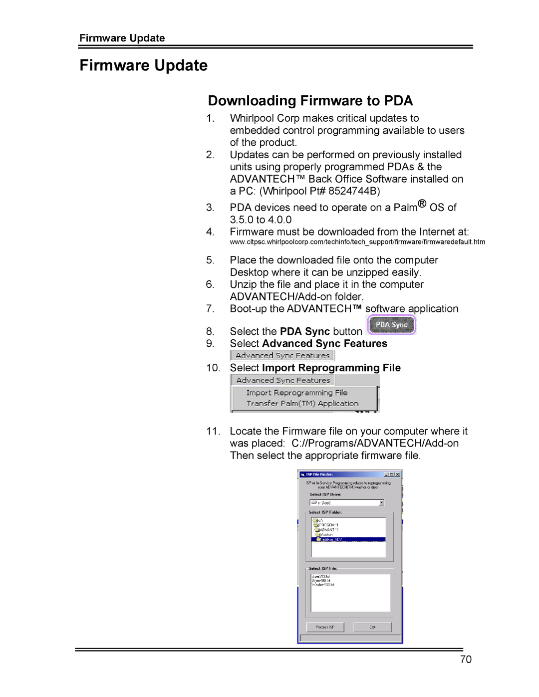 Whirlpool CL-8 user manual Firmware Update 