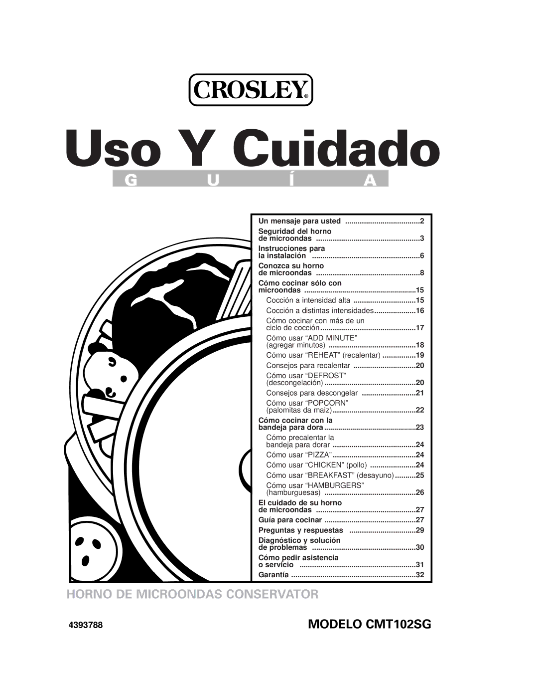 Whirlpool CMT102SG installation instructions Uso Y Cuidado 