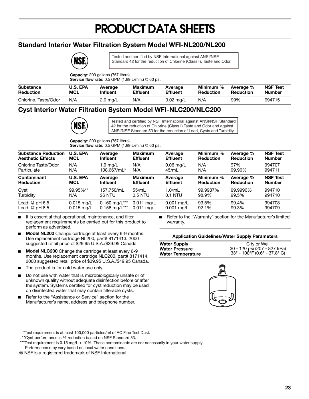 Whirlpool CS22AEXHW00, CS22AEXHW02, CS22AEXHW01, CS22AEXHN02, CS22AEXHN01, CS22AEXHN00, 2211602 manual Product Data Sheets 