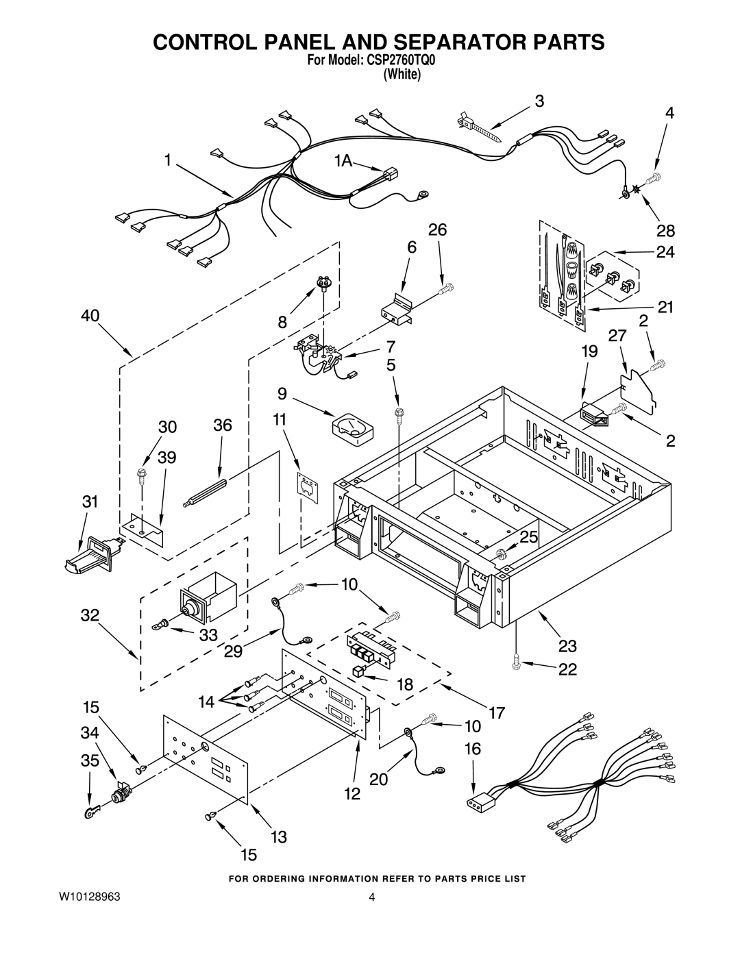 Whirlpool CSP2760TQ0 manual Control Panel and Separator Parts 