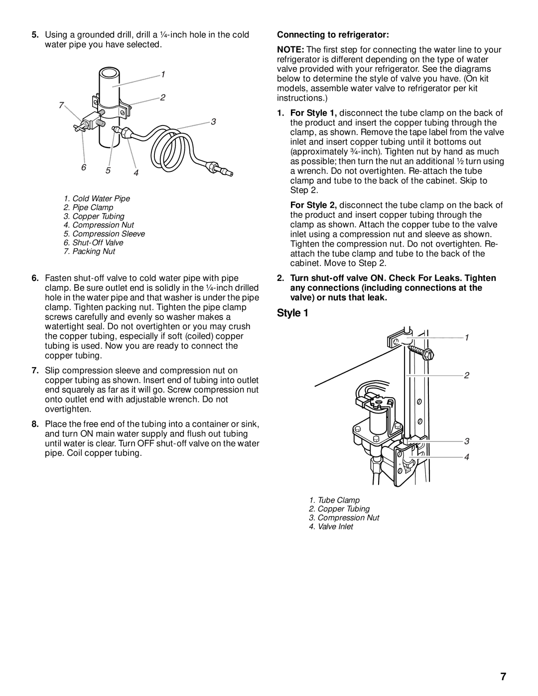 Whirlpool CT14NKXJN00 manual Style, Connecting to refrigerator 