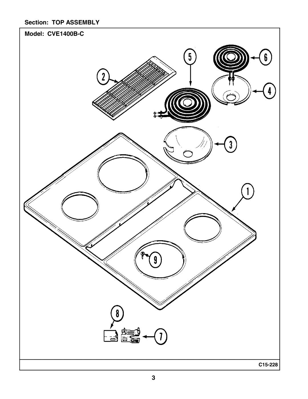 Whirlpool manual Section TOP Assembly Model CVE1400B-C 