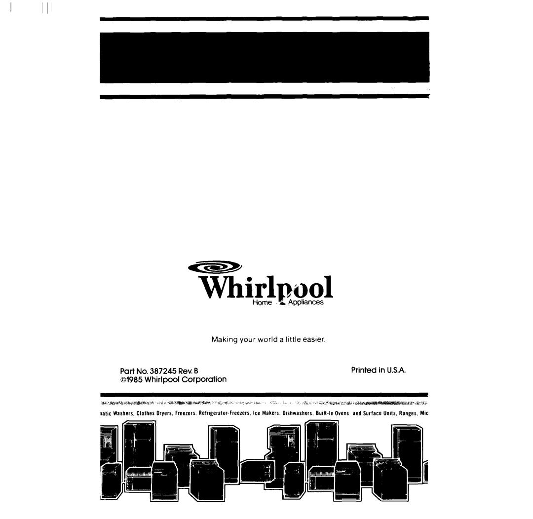 Whirlpool DESIGN 2000 manual Rev.B Printed U.S.A 