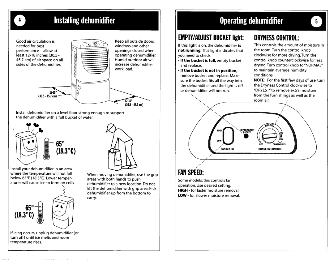 Whirlpool DH25G0 warranty EMPTY/ADJUSTBUCKEIlight, If the bucket is full, empty bucket, If the bucket is not in position 