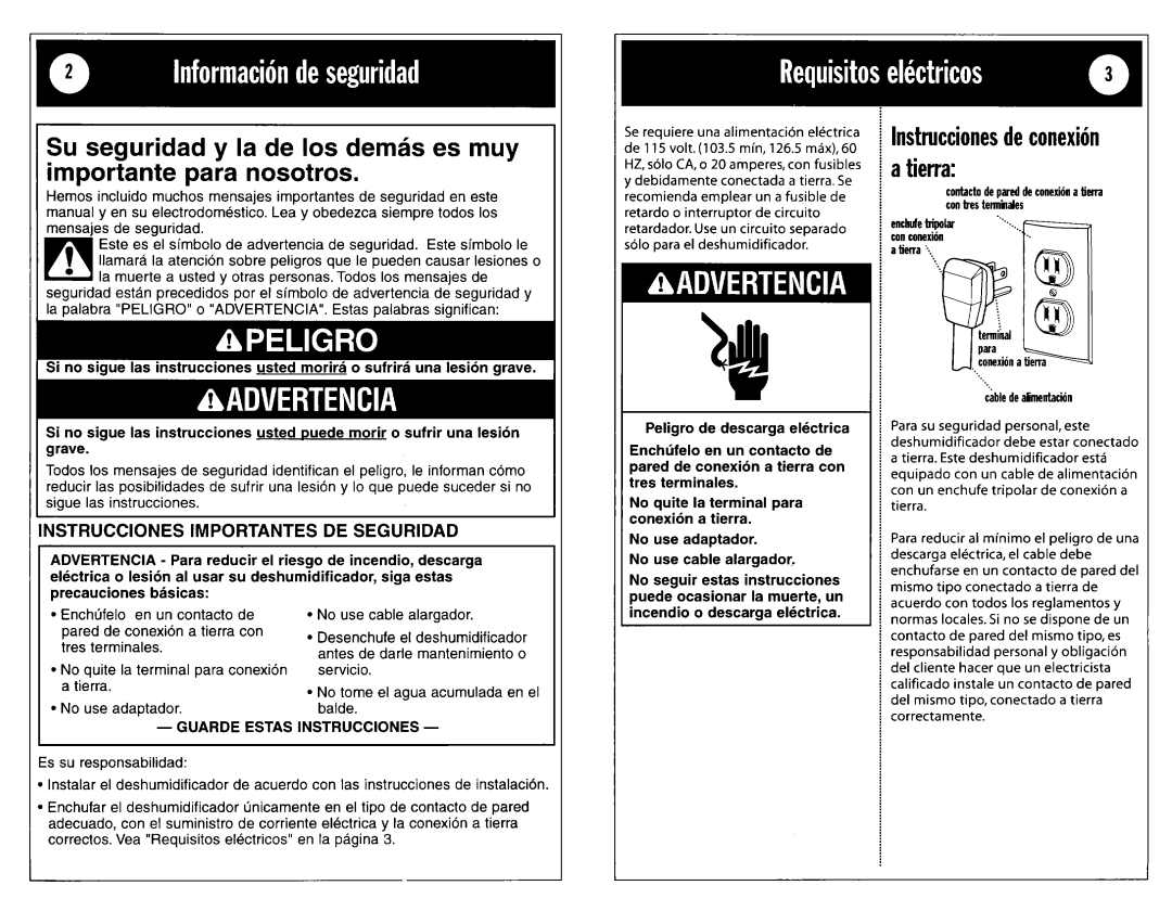 Whirlpool DH25G0 warranty Lnstruccionesdeconexih a tierra, Guarde Estas Instrucciones 