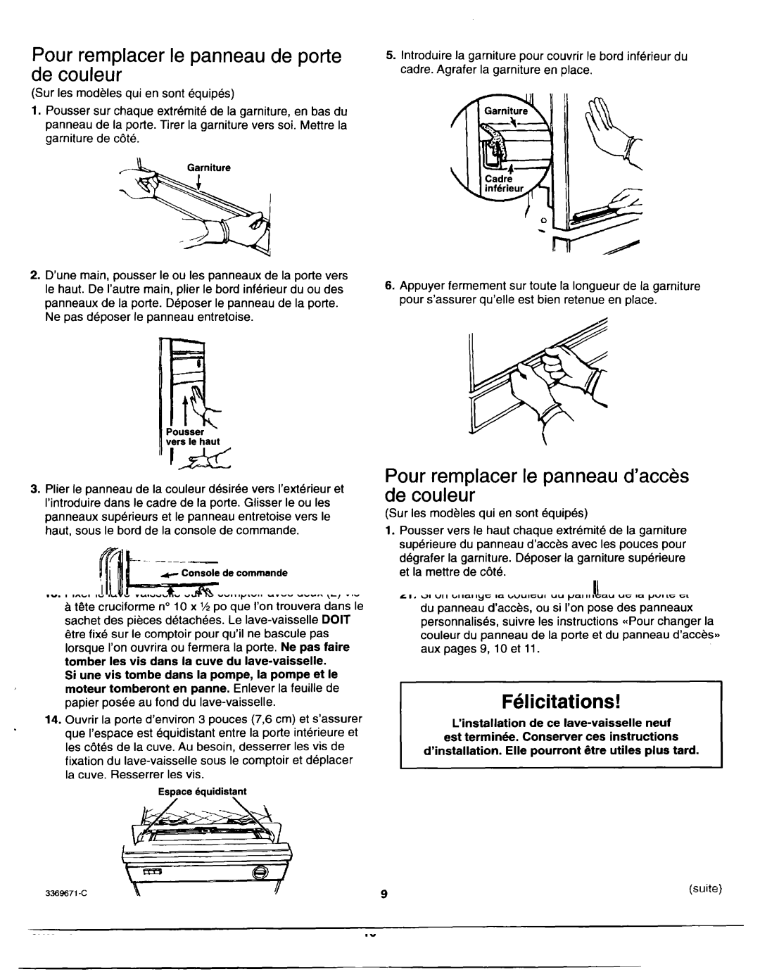 Whirlpool Dishwasher Pour remplacer le panneau de Porte de couleur, Pour remplacer le panneau d’accbs de couleur 