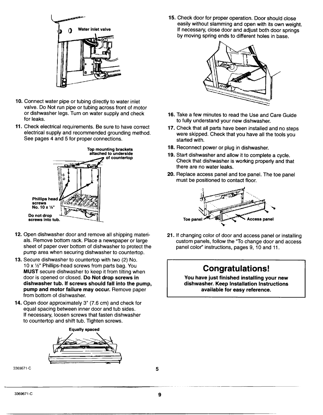 Whirlpool Dishwasher installation instructions Congratulations!1 