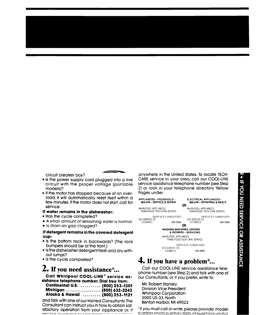 Whirlpool DP1098XR Series manual TKirlnool 