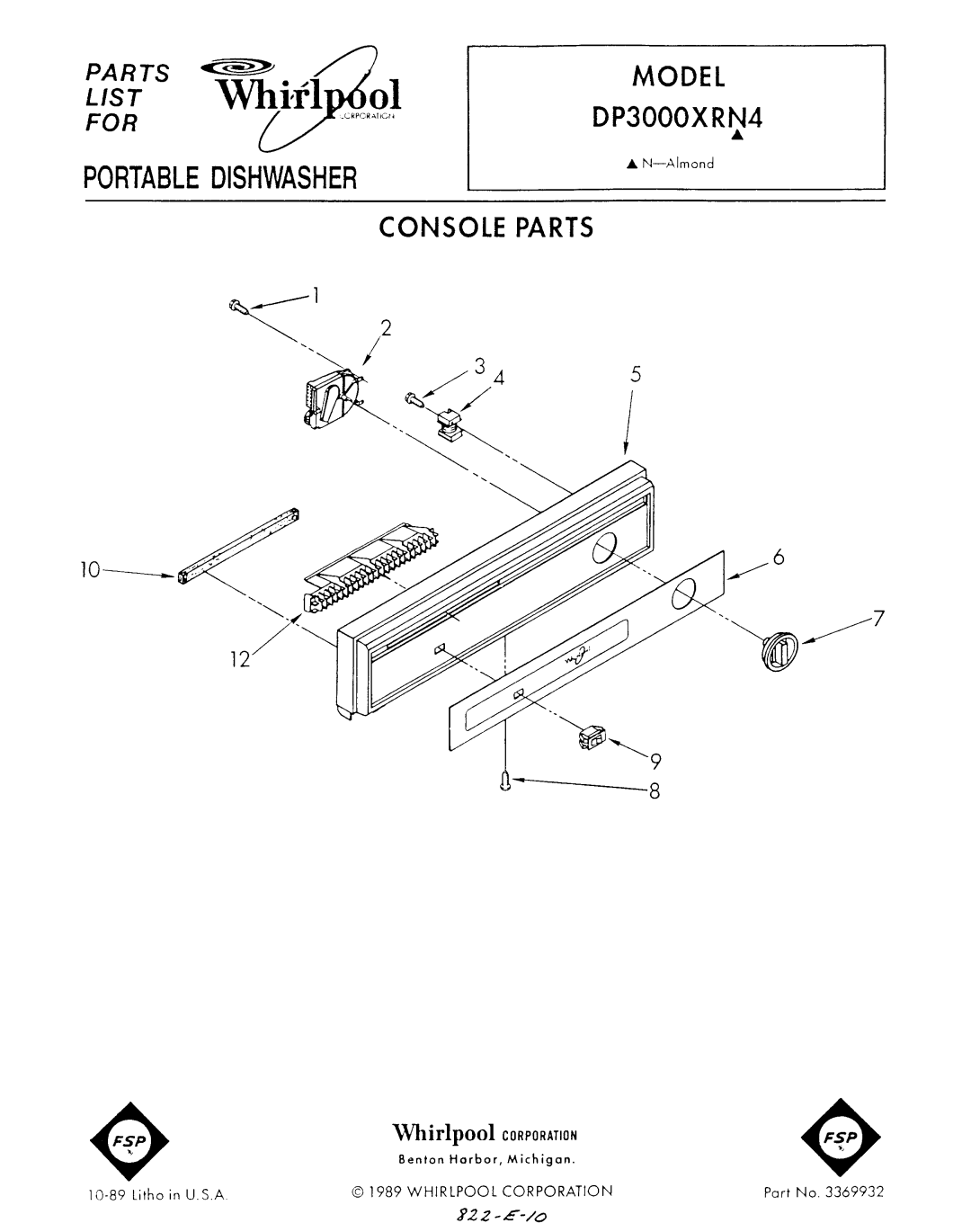 Whirlpool DP3000XRN4 manual 