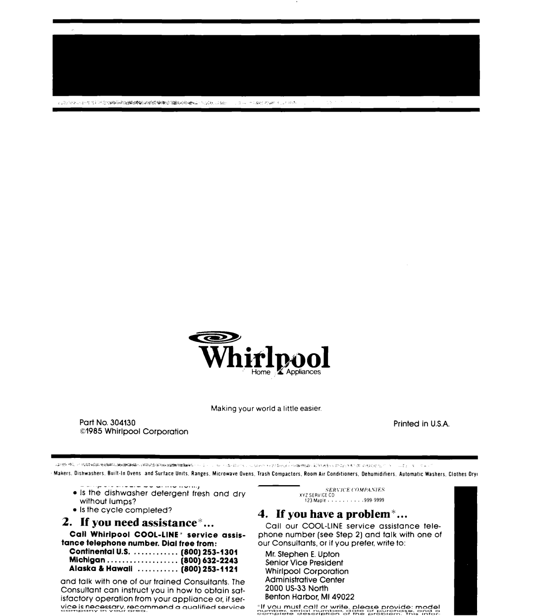 Whirlpool DP3840XP manual WhitflpBool 