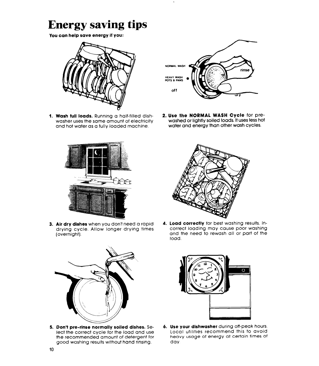 Whirlpool DP4800XS manual Energy saving tips 